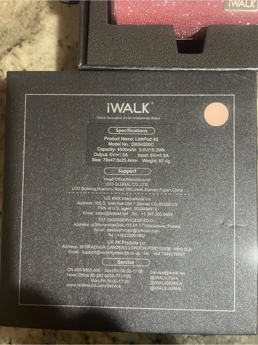 iWalk LinkPod 4S  Pink Sparkle Portable Power Bank